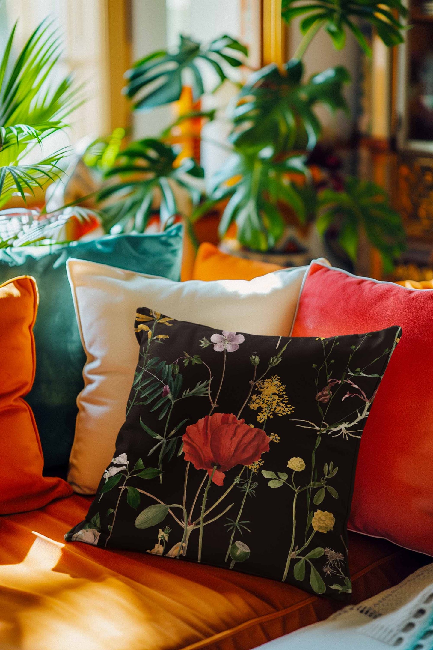 Black Rosey Cushion Cover cushion cover sale