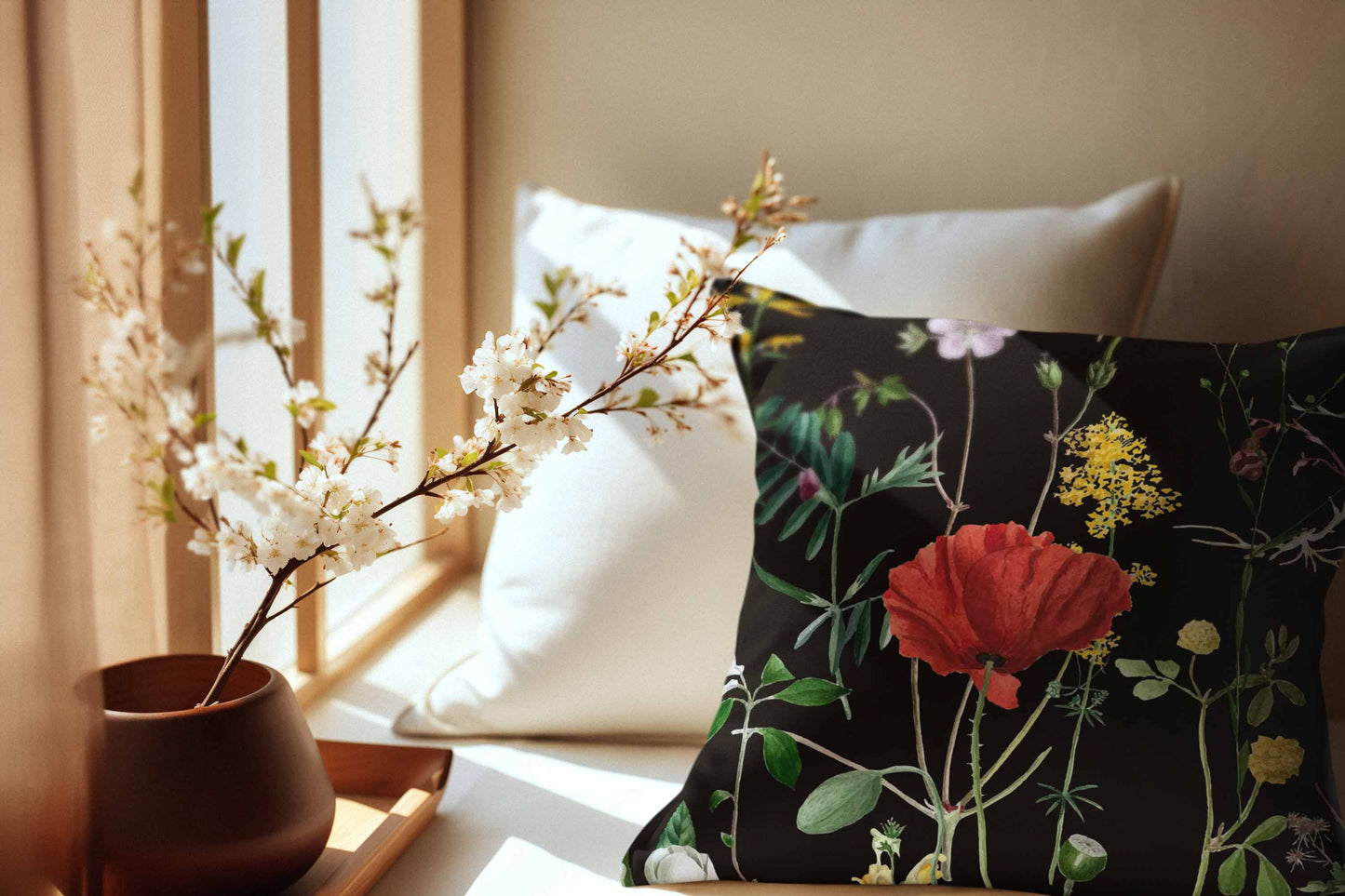 Black Rosey Cushion Cover cushion cover sale