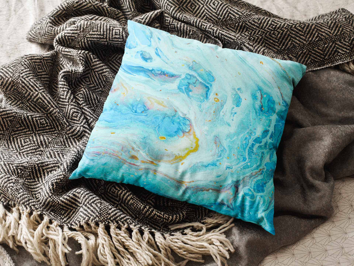 Blue Opal Marble-Stone Cushion Cover Trendy Home