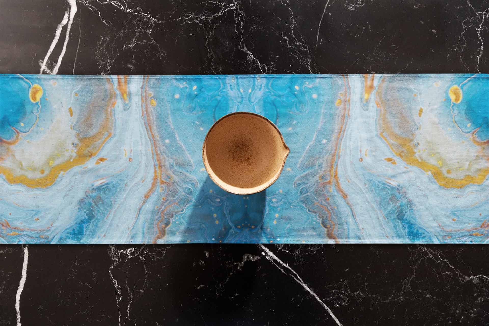 Blue Opal Marble-Stone Table Runner table runner sale