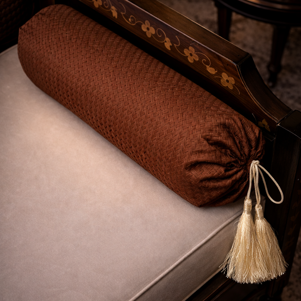 Patterned Leather - Bronze Round Pillow Cover (pair) Trendy Home