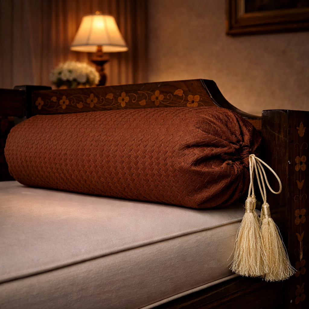 Patterned Leather - Bronze Round Pillow Cover (pair) Trendy Home