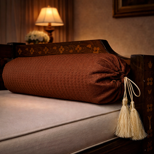 Patterned Leather - Bronze Round Pillow Cover (pair) Trendy Home