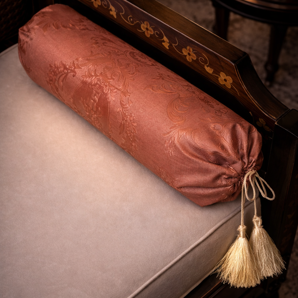 Embossed Leather - Burnt Umber Round Pillow Cover (pair) Trendy Home