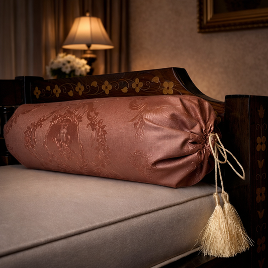 Embossed Leather - Burnt Umber Round Pillow Cover (pair) Trendy Home