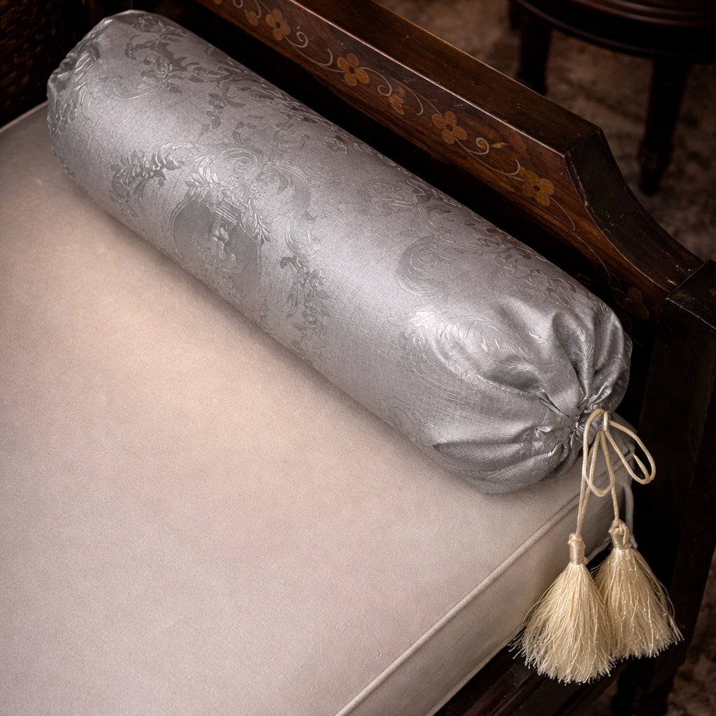 Embossed Leather - Silver Round Pillow Cover (pair) Trendy Home