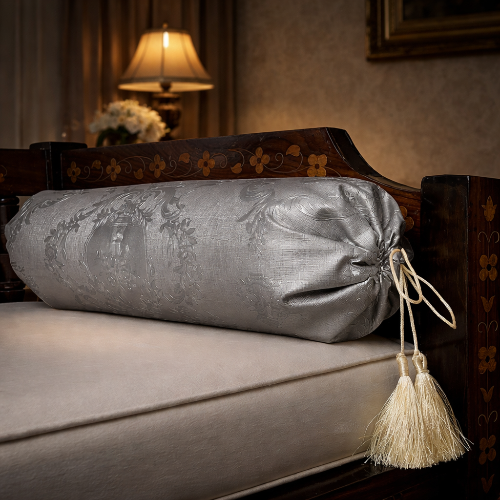 Embossed Leather - Silver Round Pillow Cover (pair) Trendy Home