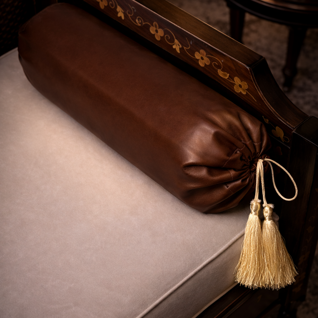 Leather - Burnt Cinnamon Round Pillow Cover (pair) Trendy Home