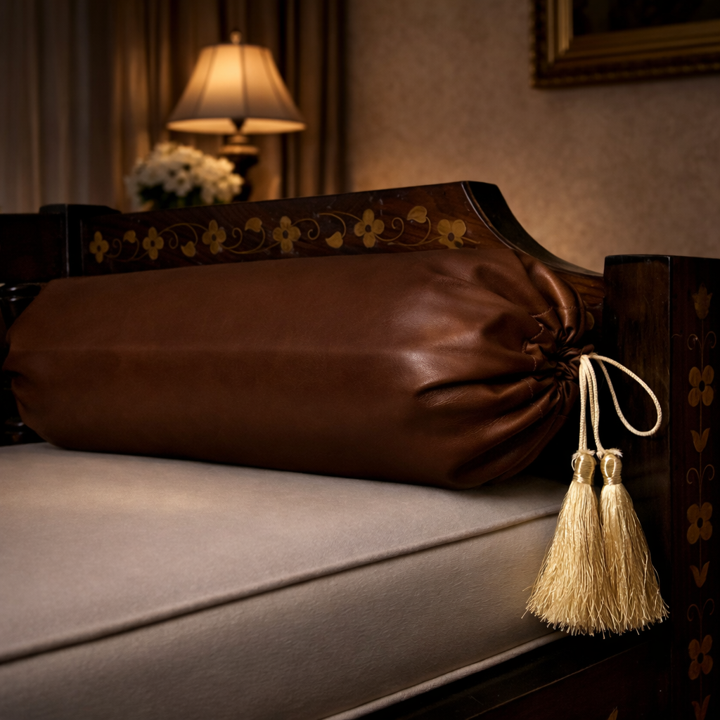 Leather - Burnt Cinnamon Round Pillow Cover (pair) Trendy Home