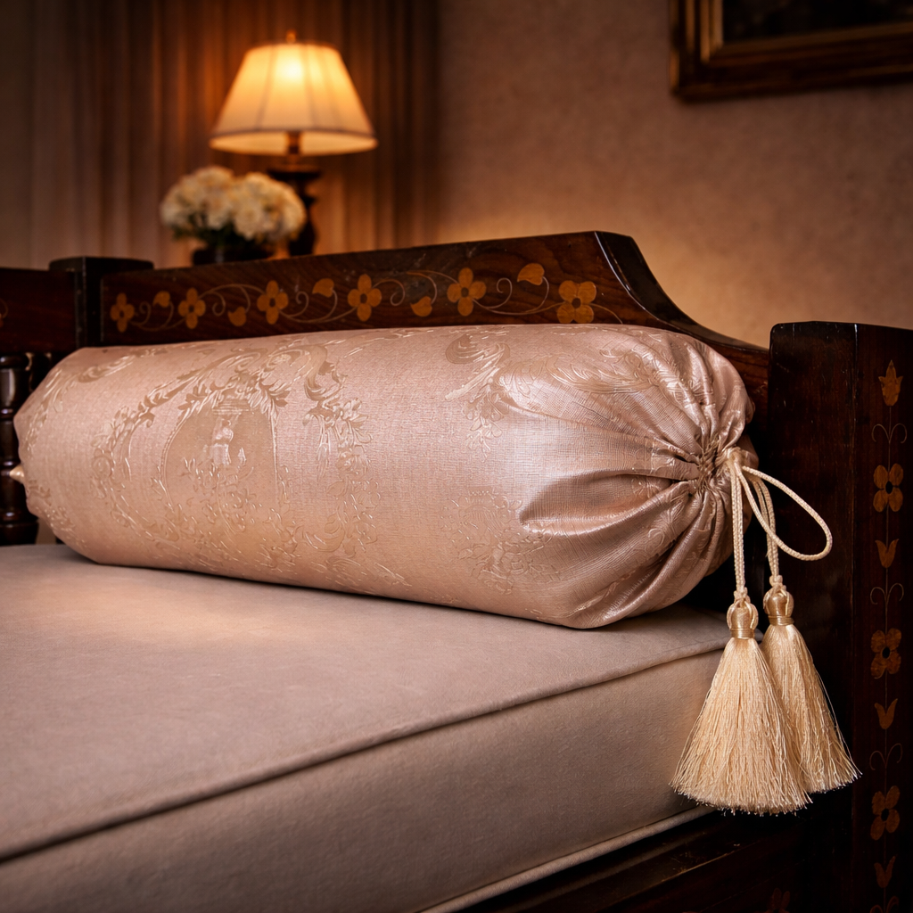 Embossed Leather - Blush Umber Round Pillow Cover (pair) Trendy Home