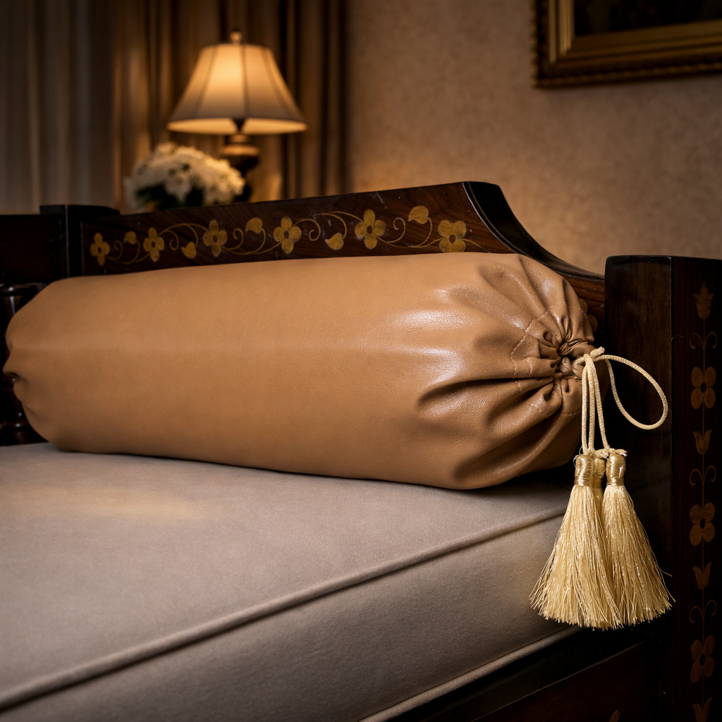 Leather - Peanut Brown Round Pillow Cover (pair) Trendy Home