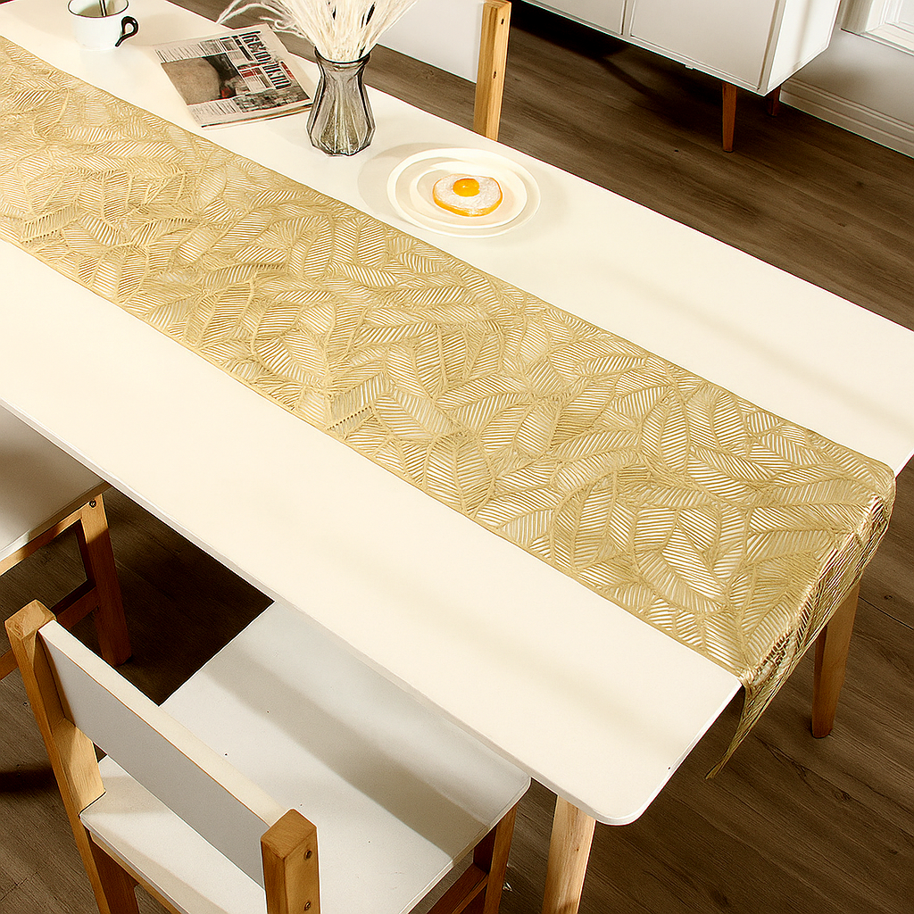 Pvc - Gold Filigree Table Runner