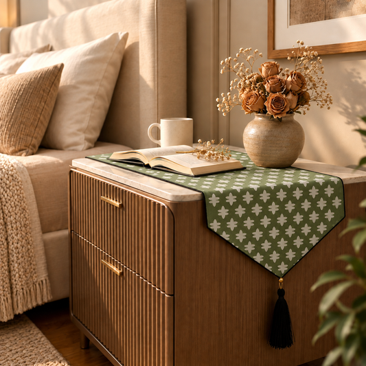 Printed - Emerald Symmetry Bed Side Table Accent Trendy Home