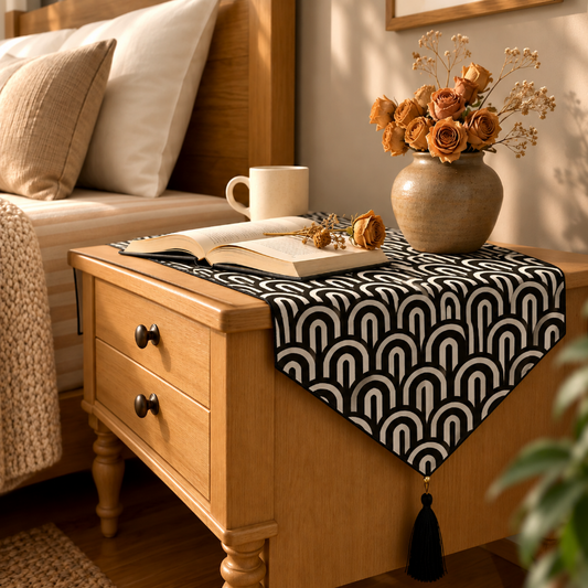 Printed - Monochrome Arch Bed Side Table Accent Trendy Home