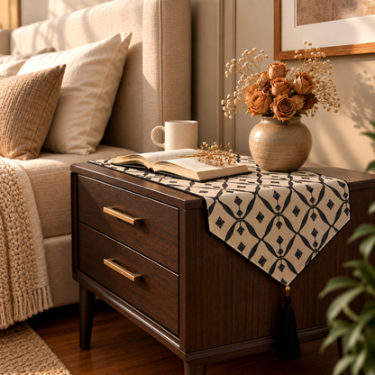Printed - Beige Nomad Bed Side Table Accent Trendy Home