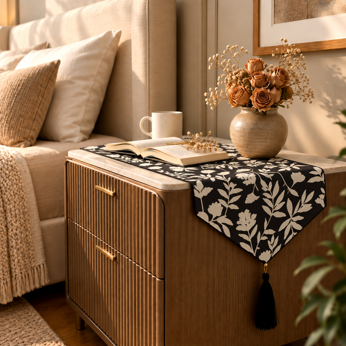 Printed - Luna Meadows Bed Side Table Accent Trendy Home