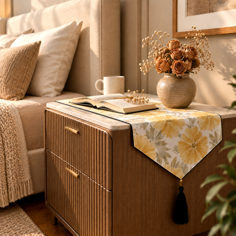 Printed - Honey Blossom Bed Side Table Accent Trendy Home