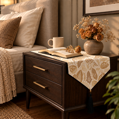 Printed - Sandy Beige Fern Bed Side Table Accent Trendy Home