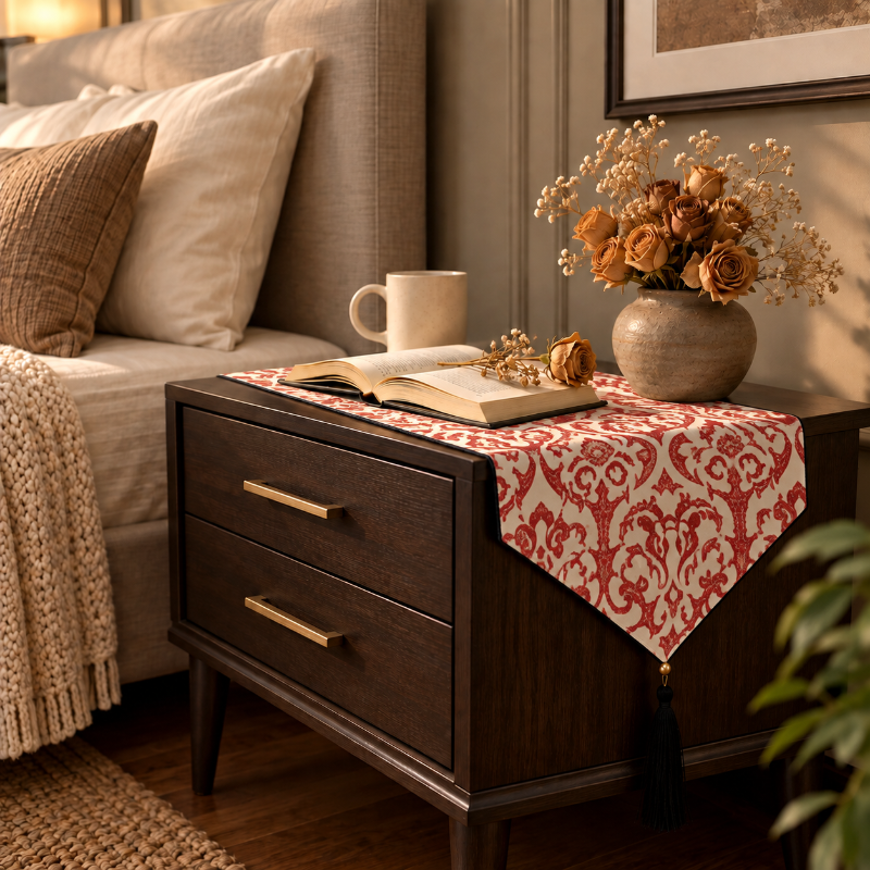 Printed - Rubine Bed Side Table Accent Trendy Home