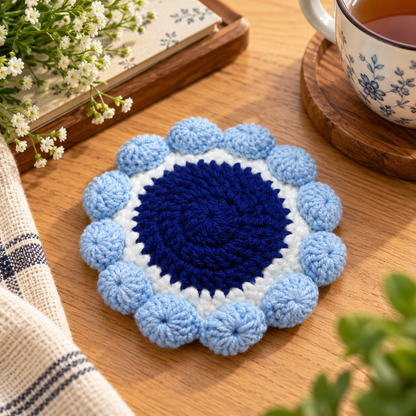 Handmade - Crochet Blue Blossom Coaster Trendy Home