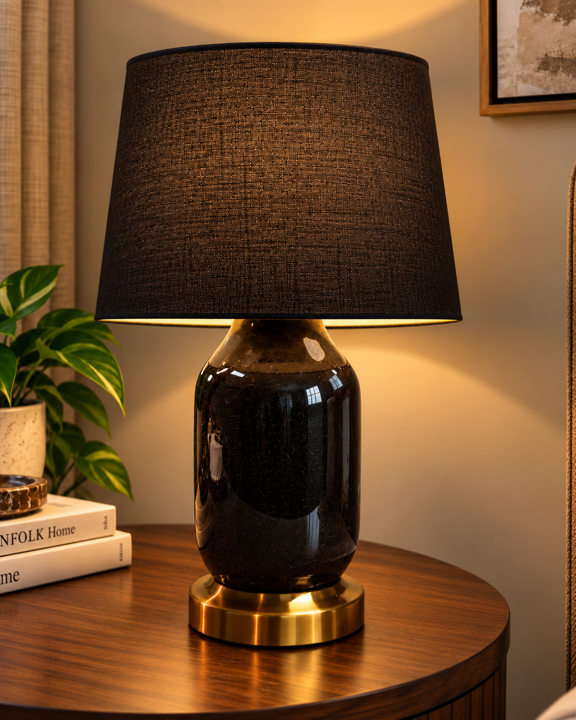 Carbon Barrel Table Lamp Black Single Trendy Home