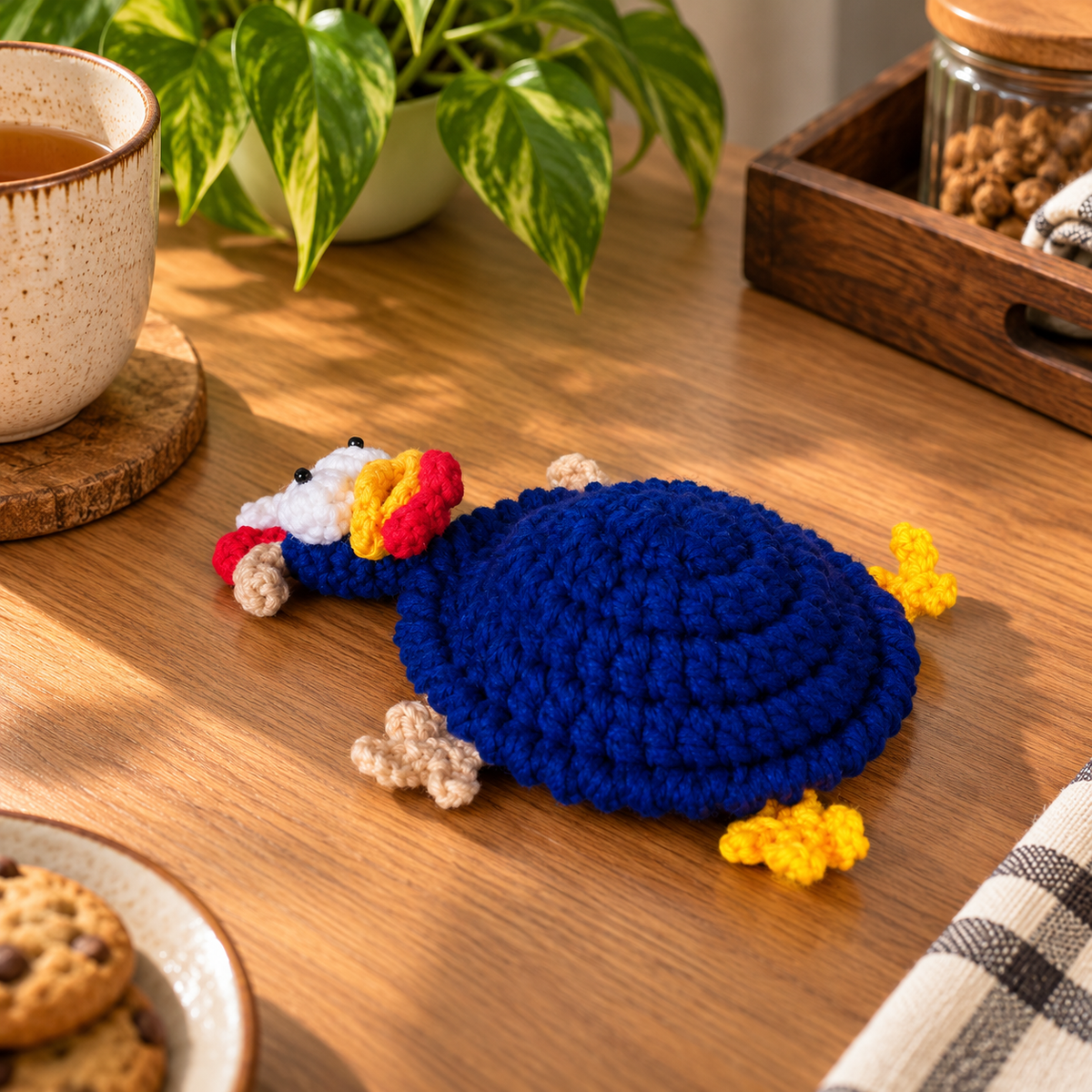 Handmade - Crochet Goofy Chicken Coaster Trendy Home