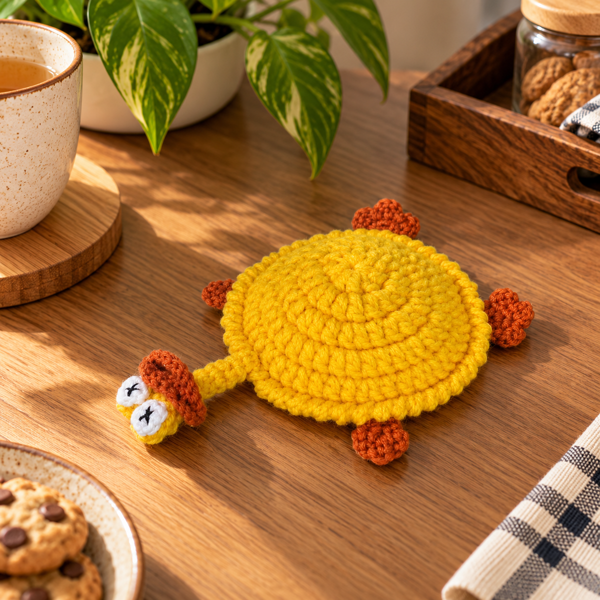 Handmade - Crochet Yellow Duck Coaster Trendy Home