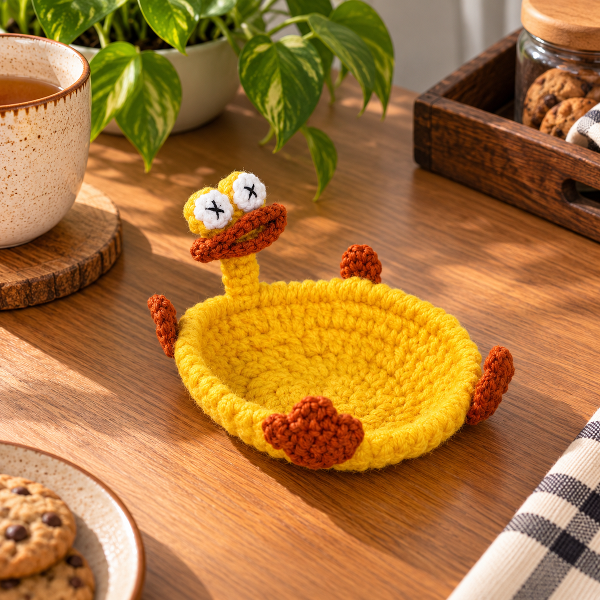 Handmade - Crochet Yellow Duck Coaster Trendy Home