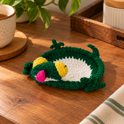 Handmade - Crochet Frog Coaster Trendy Home