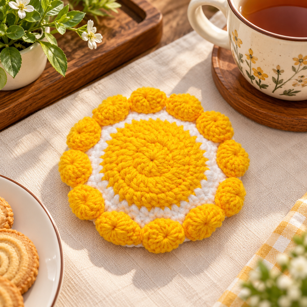 Handmade - Crochet Sunshine Blossom Coaster Trendy Home