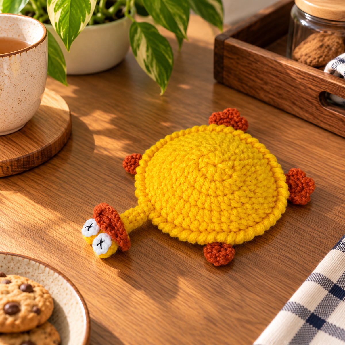 Handmade - Crochet Yellow Duck Coaster Trendy Home
