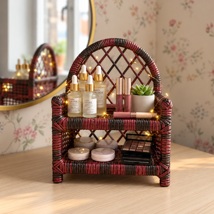 Handmade - Rattan Burgundy Heritage Tabletop Shelf Trendy Home