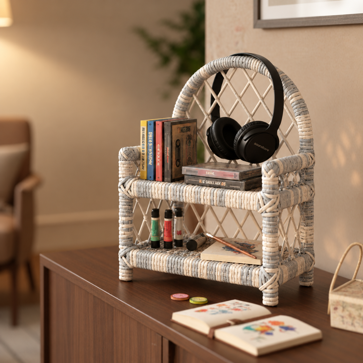 Handmade - Rattan Dove Heritage Tabletop Shelf Trendy Home