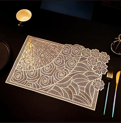 Pvc - Gold Bloom Table Mat Trendy Home