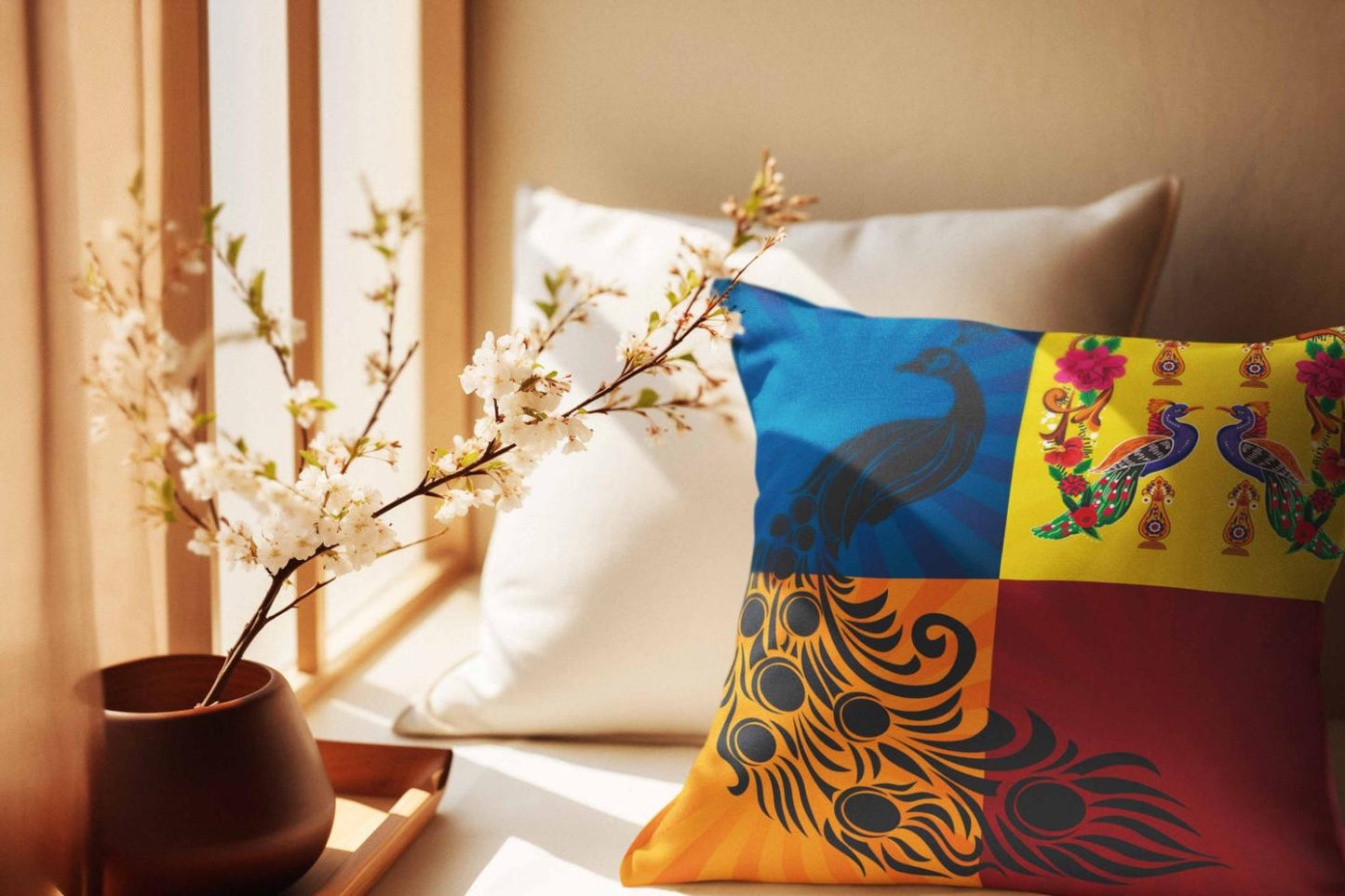 The Divine Peacock Cushion Cover Trendy Home