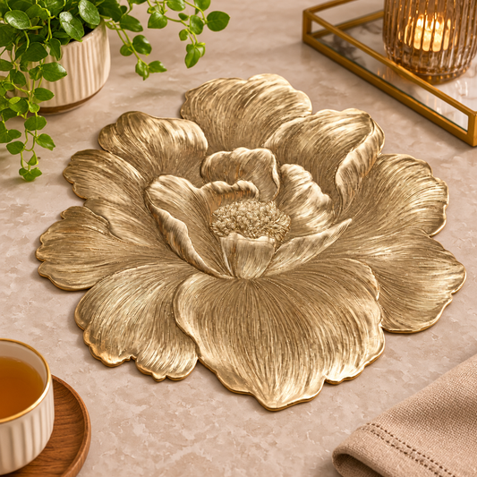 Pvc - Luxury Golden Rose Charger Plate