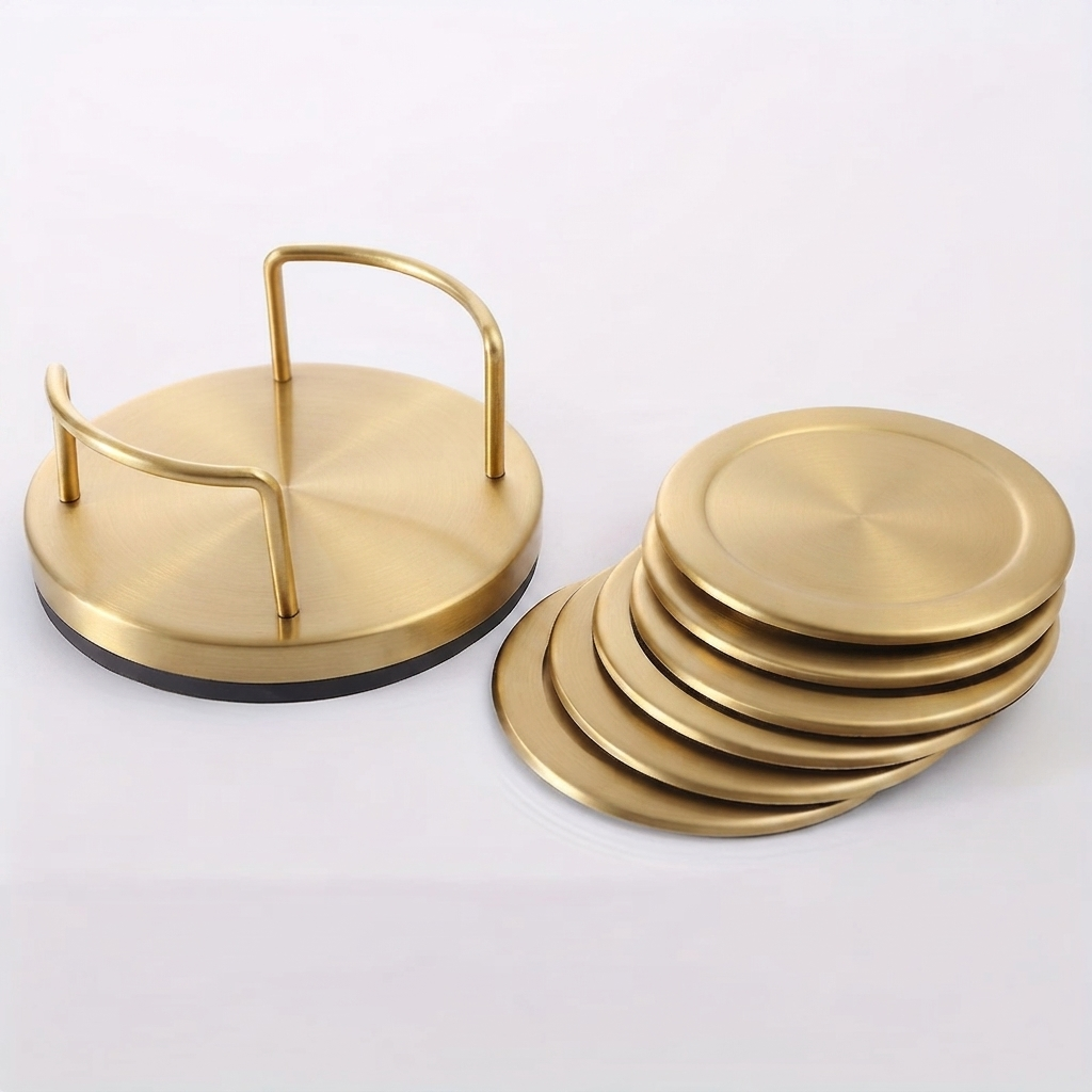 Steel Gold Coaster Set