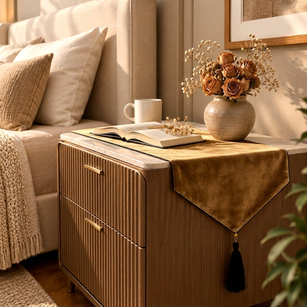 Malai Velvet - Fawn Bed Side Table Accent Trendy Home