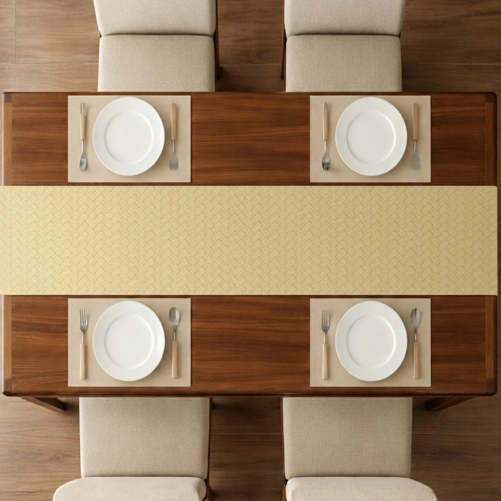Patterned Leather - Beige Table Runner Trendy Home