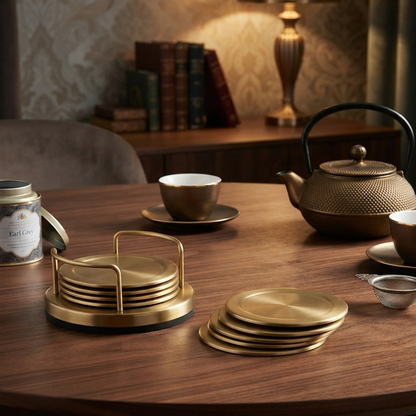 Steel Gold Coaster Set