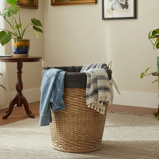 Handmade - Cane Wicker Laundry Basket