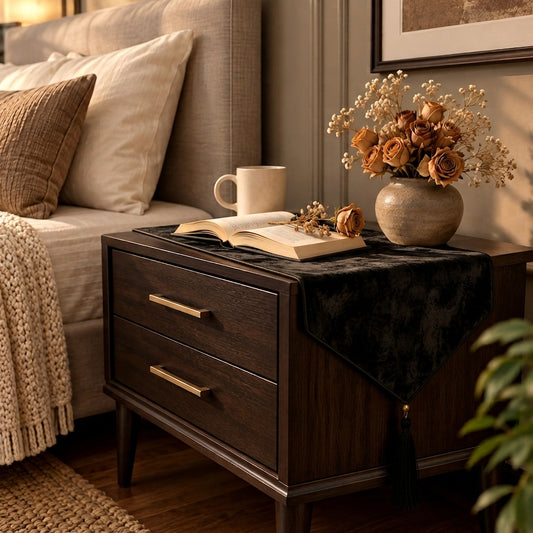 Malai Velvet - Black Bed Side Table Accent Trendy Home