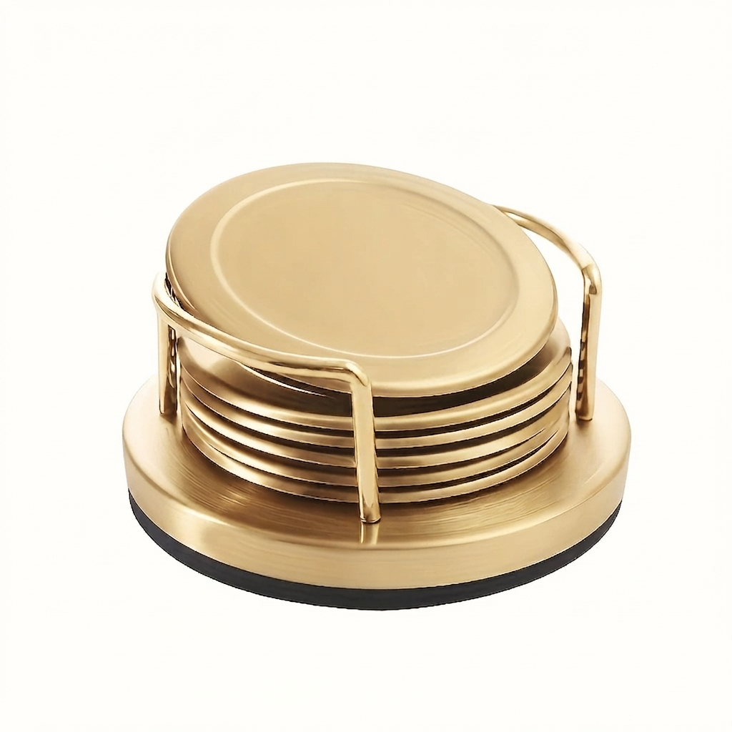Steel Gold Coaster Set