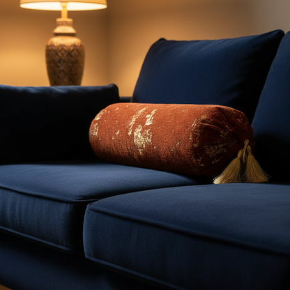 Shanghai Velvet - Rust Round Pillow (pair) Trendy Home