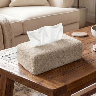Teddy Fur - Sand Beige Tissue Box Trendy Home