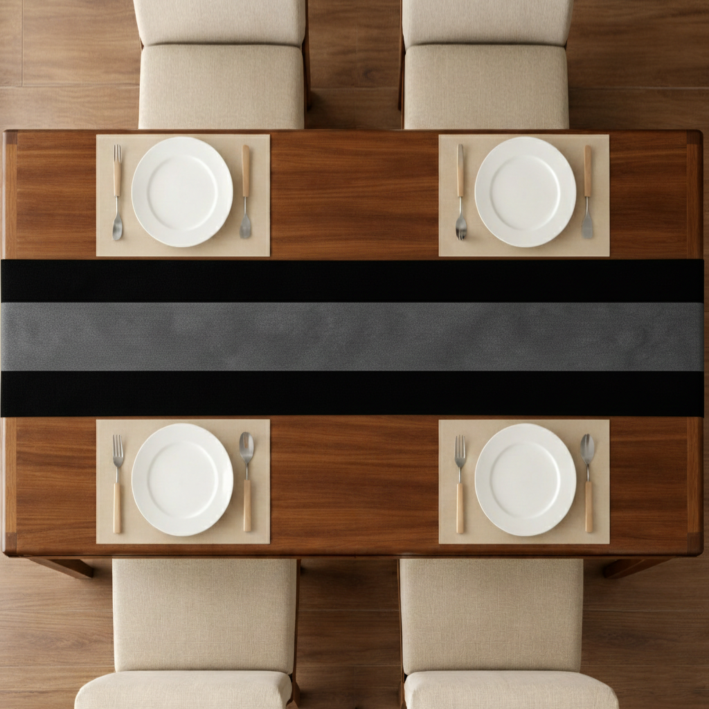 Malai Velvet - Black & Gray Table Runner Trendy Home