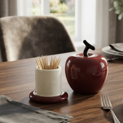 Ceramic - Red Apple Toothpick Holder trendy home