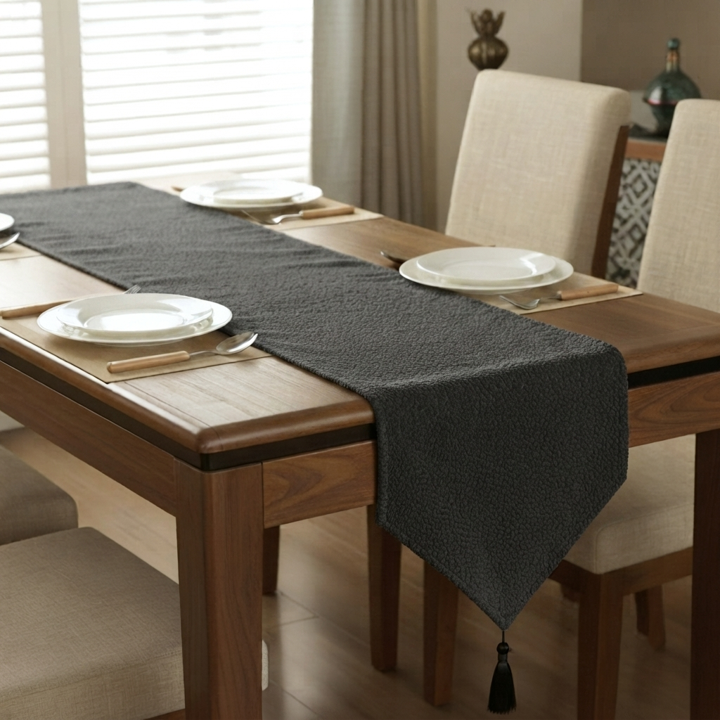 Teddy Fur - Charcoal Black Table Runner Trendy Home