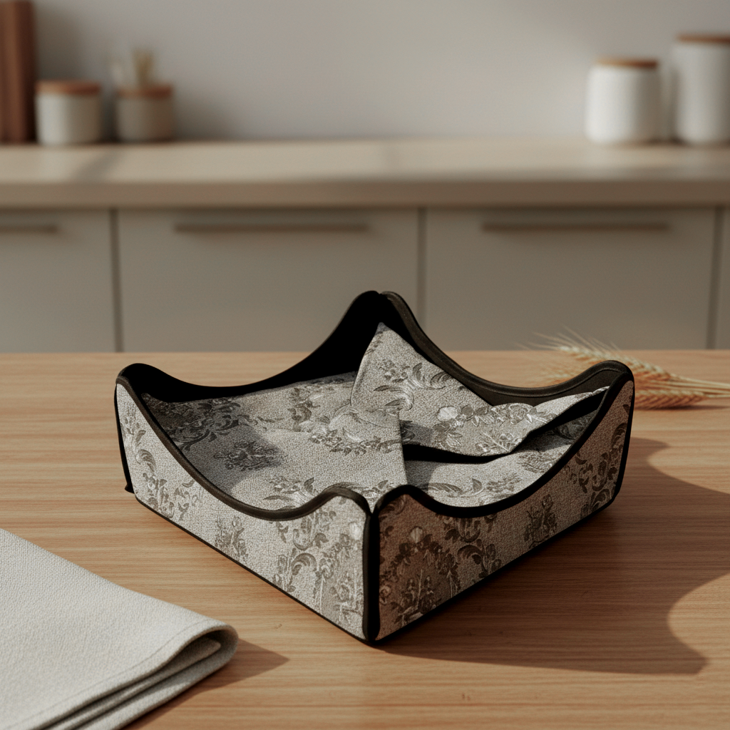 Embossed Leather - Silver Breadbasket Trendy Home