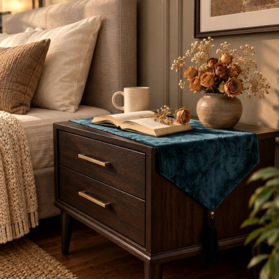 Turkish Velvet - Deep Blue Bed Side Table Accent Trendy Home